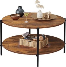 Round Coffee Table, 32.6" Small Coffee Table with Stora Shelf,