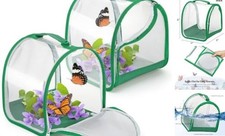 2 Pack Monarch Butterfly Habitat, 8" Small Collapsible Insect Mesh Cage