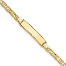 10K Yellow Gold Anchor Link ID Bracelet 7 Inch