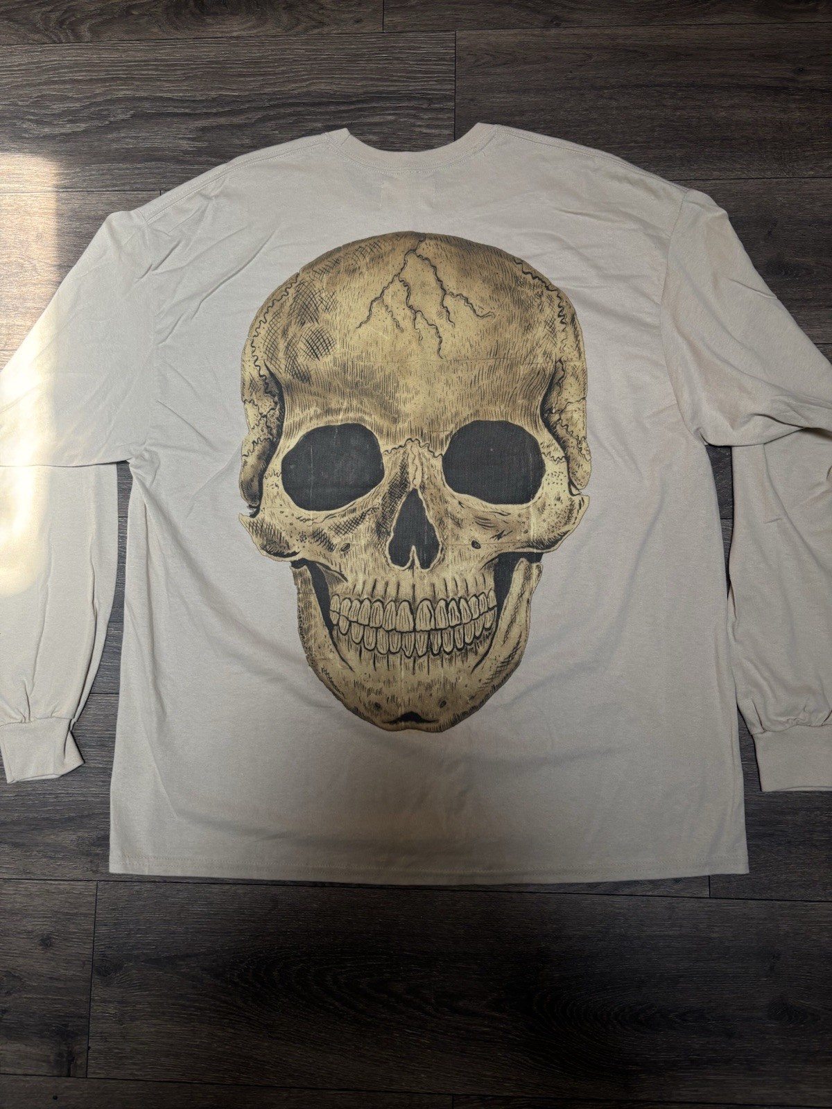 Authentic 2015 Yeezus X Wes lang Unreleased Large Skull Tan Long Sleeve 2XL