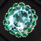 Gleaming Sea Blue Aquamarine 6.50Ct 925 Sterling Silver White Gold Rings Size 5