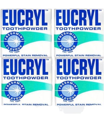 Eucryl Zahnpulver Freshmint Raucher leistungsstarke Fleckenentfernung Zahnaufhellung x4