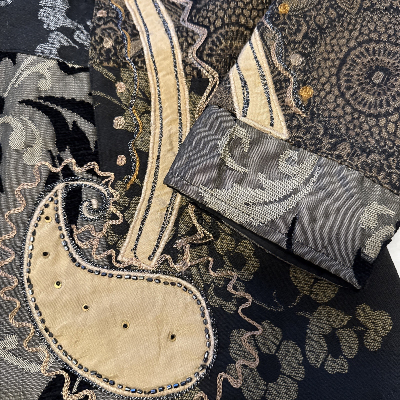 Alex Kim Tapestry Jacket Small Patchwork Boho Tex… - image 7