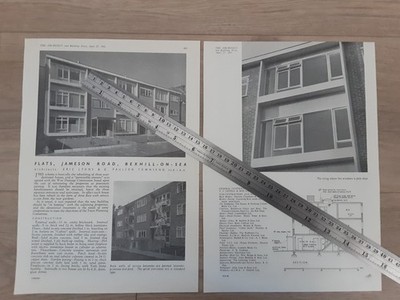 1951 Presse Schneiden Bexhill-on-Sea Romney Court Flats Jameson Straßenarchitektur