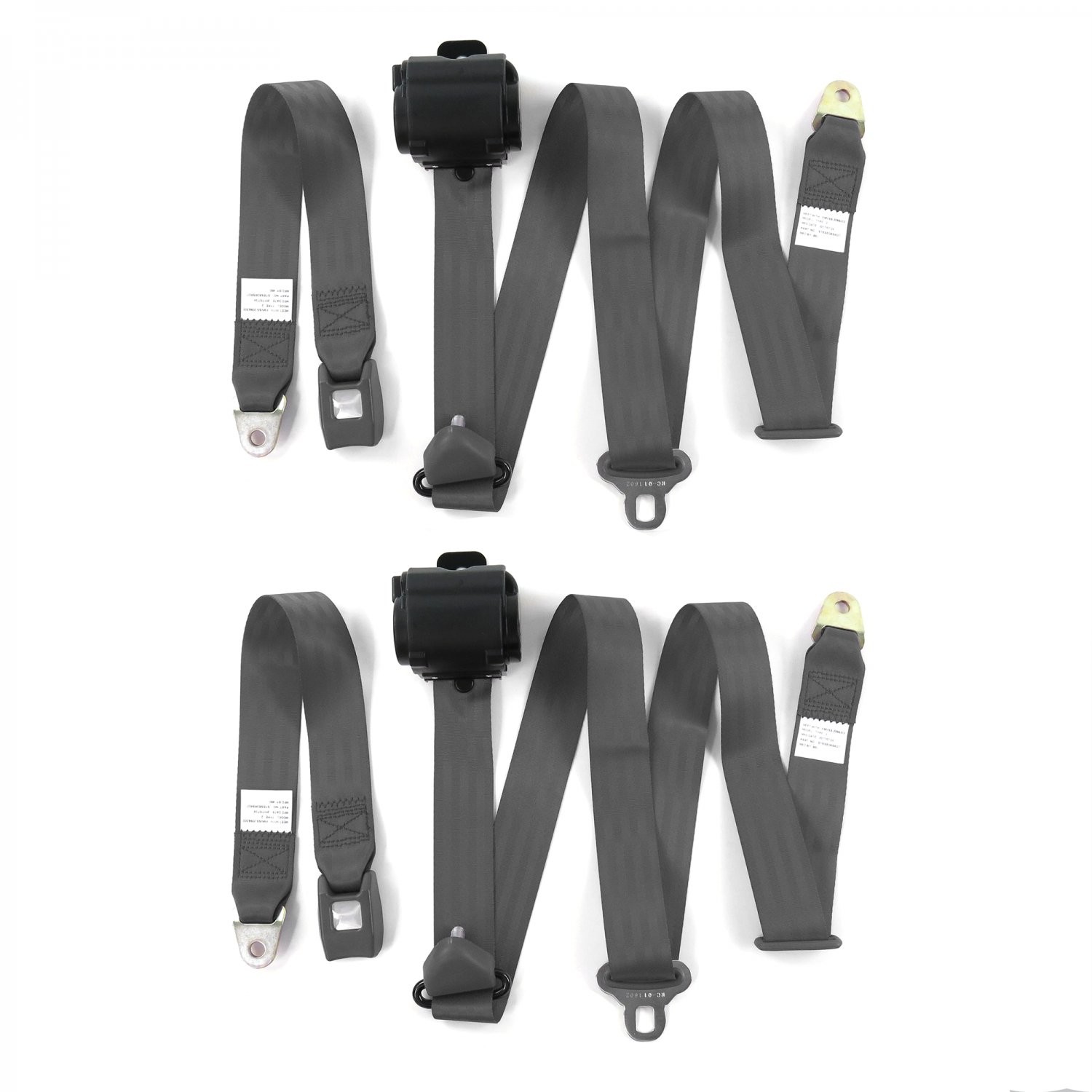 Ford GT40 1964-1969 Standard 3pt Charcoal Retract Bucket  Seat Belt Kit-2 Belts