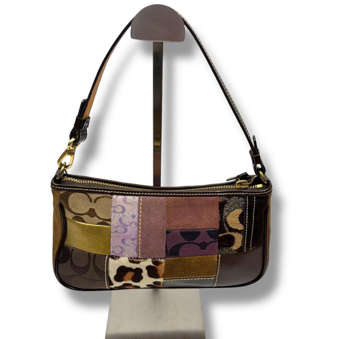 COACH Patchwork All-Over Pattern Leather Handbag … - image 5