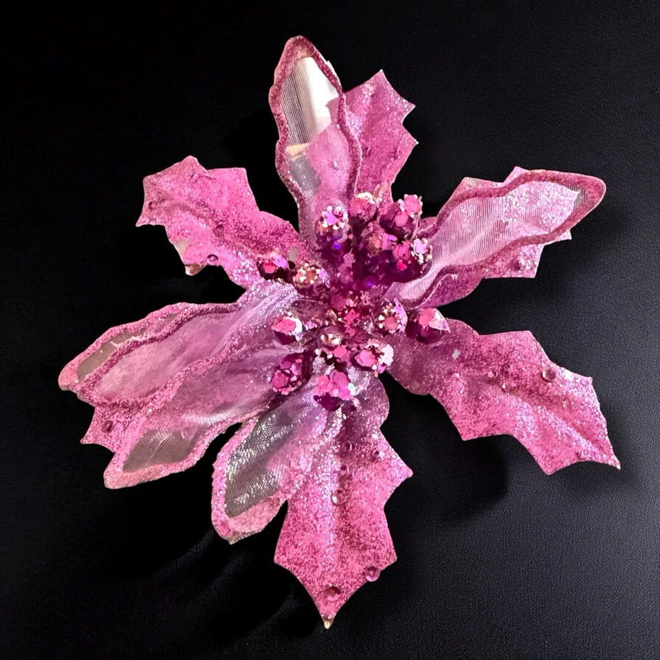 Clip de pelo Fascinator de flores rosa brillo decoración de diamantes de imitación vintage Foto 4 de 4