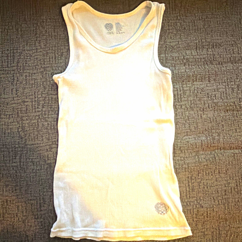 Vince Camuto White Ribbed Knit Tank Top Scoop Neck Sleeveless Wide Strap S