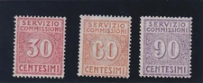 1913 REGNO D'ITALIA SEGNATASSE SERVIZIO COMMISSIONI 3 VAL. MNH CERT. DIENA