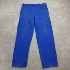 VINTAGE French Trousers Adult 33x30 Blue Work Wear Chore Distressed Utility Men