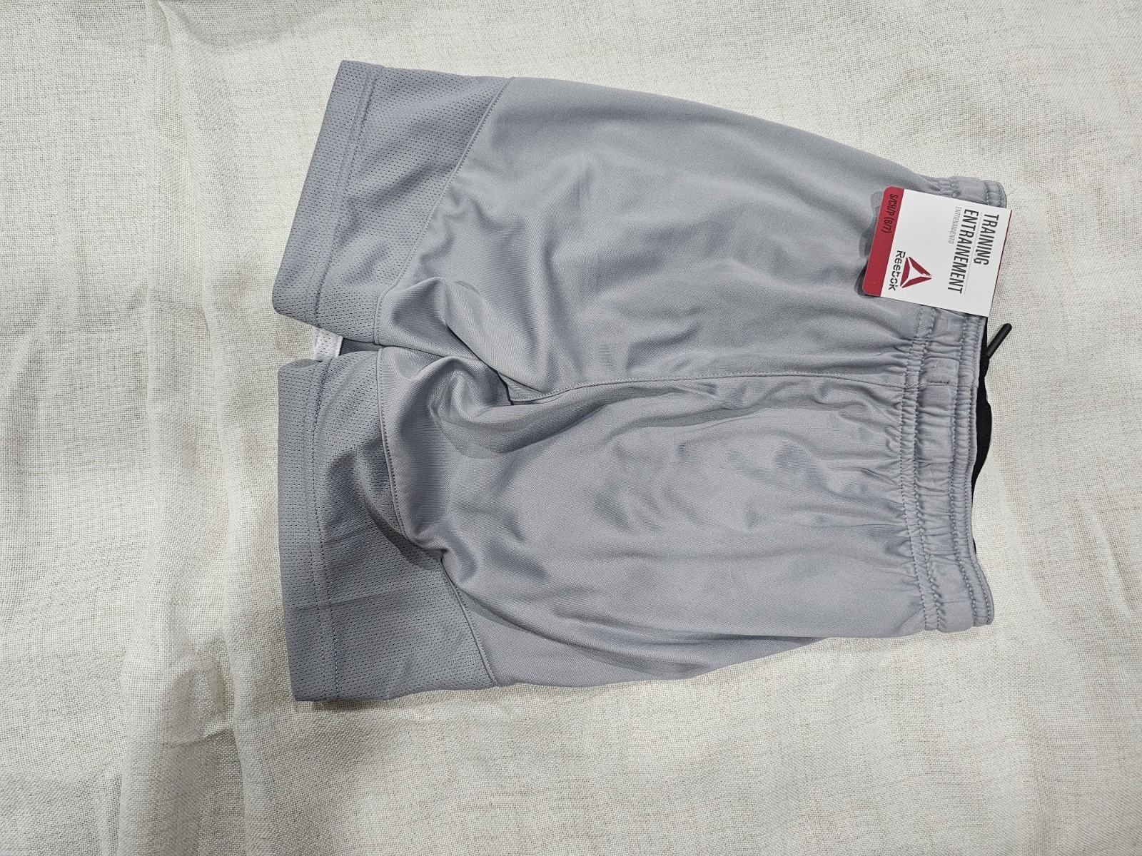 Reebok Kids Gray Athletic Training Shorts S Polyester Drawstring White Trim thumbnail 3