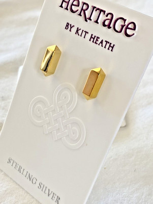 Kit Heath Hallmarked 18K Gold over Sterling Silver Manhattan Bar Earrings NWT 