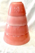 Vintage 1950's Mid Century Pyrex Pink Mixing Bowl Set #401 402 403 404 Very Good