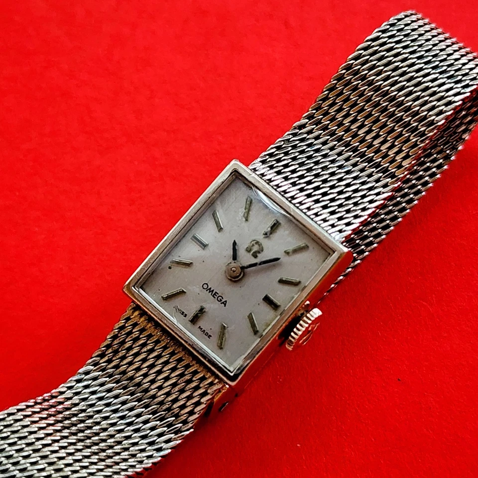 Omega Ladies Tank Watch H5326 Cal 1100 Bracelet White 10KT Gold Filled Repair - Image 2 of 4