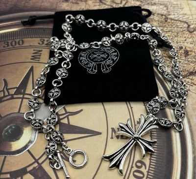 Chrome Hearts Silver Round Carving necklace 26 inch | eBay