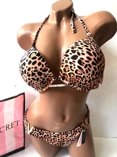 Victoria's Secret Swim Bombshell Push-up Bikini 2 Piece Set Leopard NWT