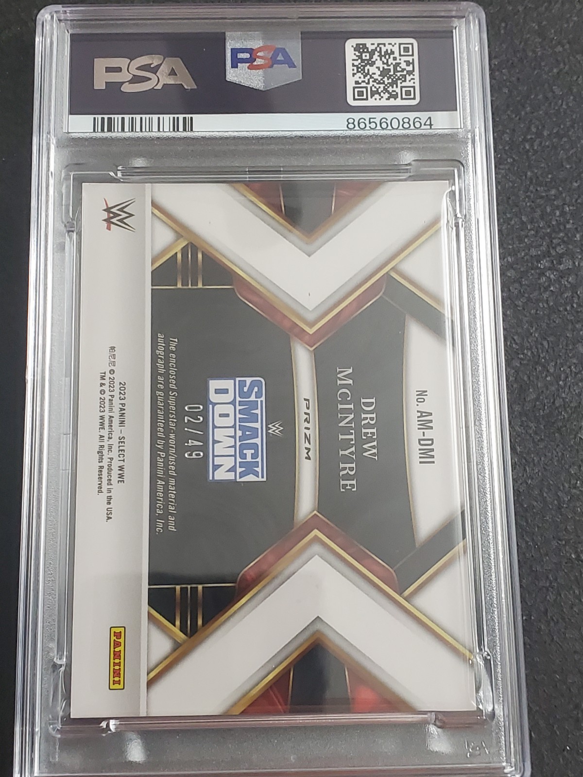 2023 Panini Select WWE Drew McIntyre Autographed Memorabilia Red /49 PSA 10 view 2