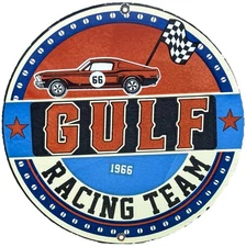 VINTAGE GULF GASOLINE PORCELAIN SIGN GENERAL STORE GAS STATION MOTOR OIL PUMP