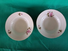 Lot of 2 Porzellan Bowls Made in Bulgaria Mid-20th Century Floral, Gilt Edges