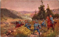 Austrian Soldiers in Battle by F. Hollerer WWI Era Cavalry Scene Postcard