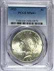 1923 PCGS MS64+ Variety Slabbing Svc (VSS) VAM-1AX Rusted Obv Die Peace Dollar