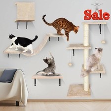 Set Telaio Arrampicata Gatti 4 in 1 Albero per Gatti da Parete, Ripiani e Tiragraffi