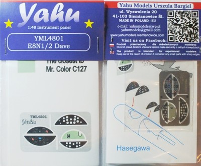 NAKAJIMA E8N1/S DAVE - PE, 3D, FARBIGE INSTRUMENTENTAFELN #YML4801 1/48 YAHU