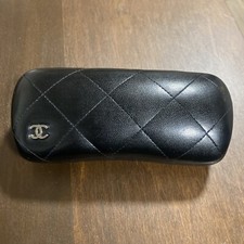 Chanel Medium Used Black Quilted Sunglasses Case