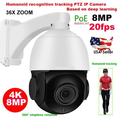 4K 8MP PoE WiFi Humanoid  Tracking Outdoor Mic&Spealer 36x Zoom PTZ IP Camera US