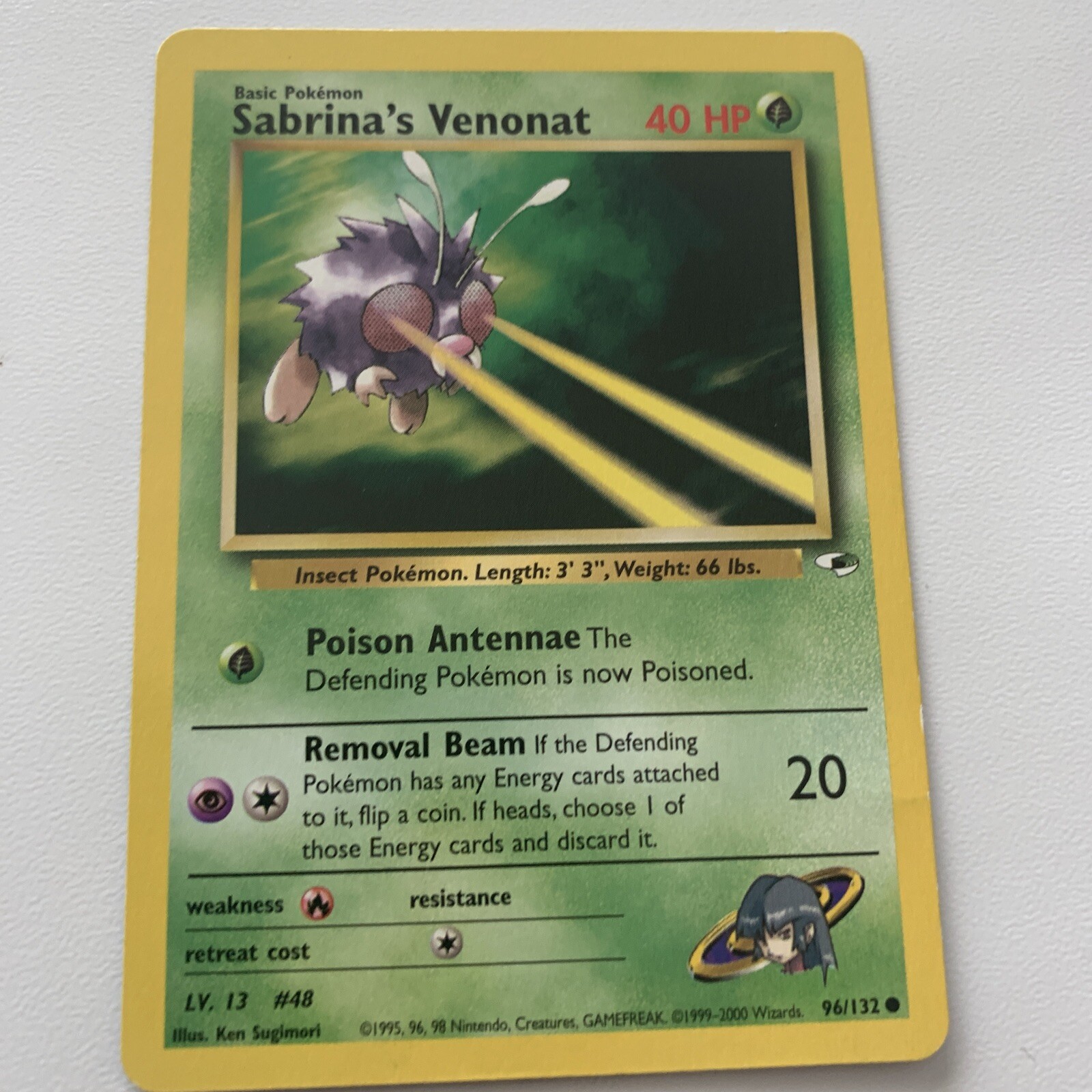 Sabrina's Venonat 96/132 Gym Heroes Set Unlimited - Common Pokemon Card NM