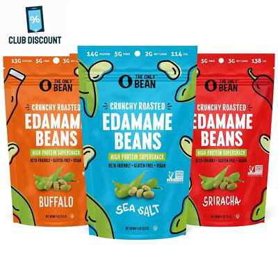 The Only Bean Crunchy Dry Roasted Edamame Beans (Variety Pack), Low Carb Keto He