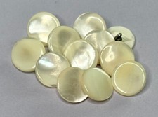 12 Vintage White Mother of Pearl Buttons w/Metal Shanks