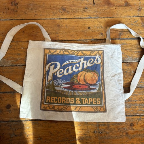 Vintage 1970s Peaches Records Cotton Vinyl Album Tote Bag Backpack