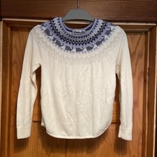 Vineyard Vines Girls Fair Isle Sweater Cream Purple Blue Wool Blend Medium M Wha