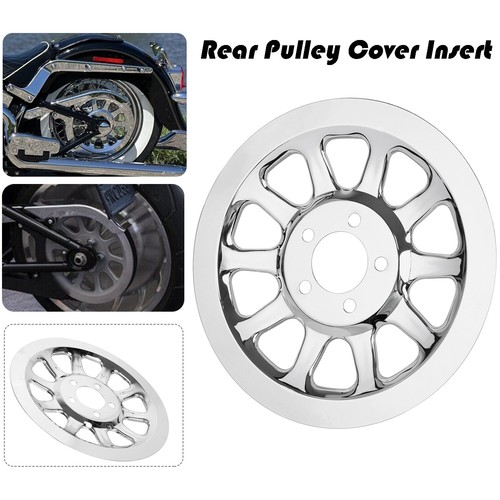 Chrome Pulley Cover Insert for Harley Fat Boy Softail Custom Deluxe FLSTC FLSTFB - Picture 2 of 10
