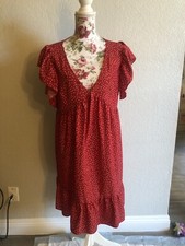NWT Shein Curve Red & White Polka Dot Ruffle Sleeve V-Neck Dress Size 1XL