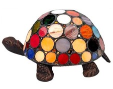 Image of TIFFANY STYLE TABLE LAMP CREAM orMulticoloured TORTOISE GLASS SHADE + LIGHT BULB