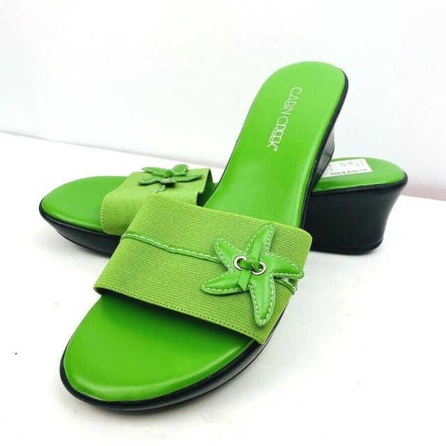 Cabin Creek Lime Green Slide 9 M Sandal Wedge Elastic ...