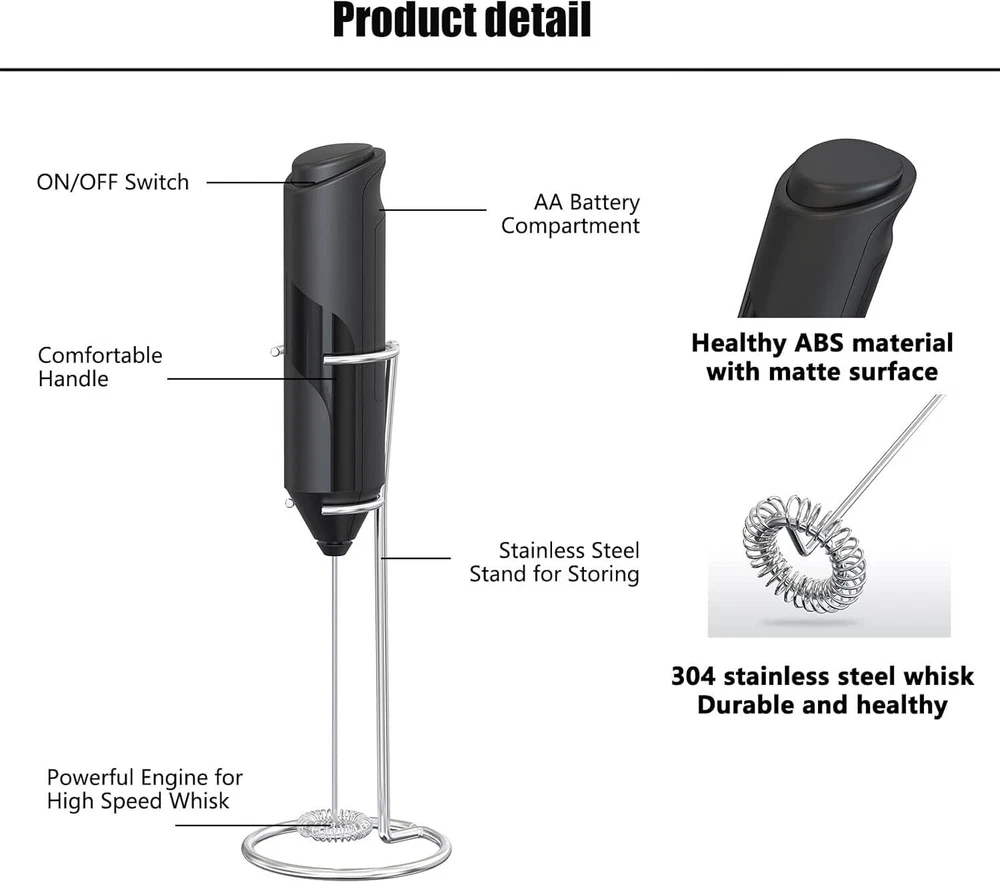 Milk Frother Handheld, for Coffee, Mini Whisk, Foam Maker and Drink Mixer for La Milk Frother Handheld, for Coffee, Mini Whisk, Foam Maker and Drink Mixer for La