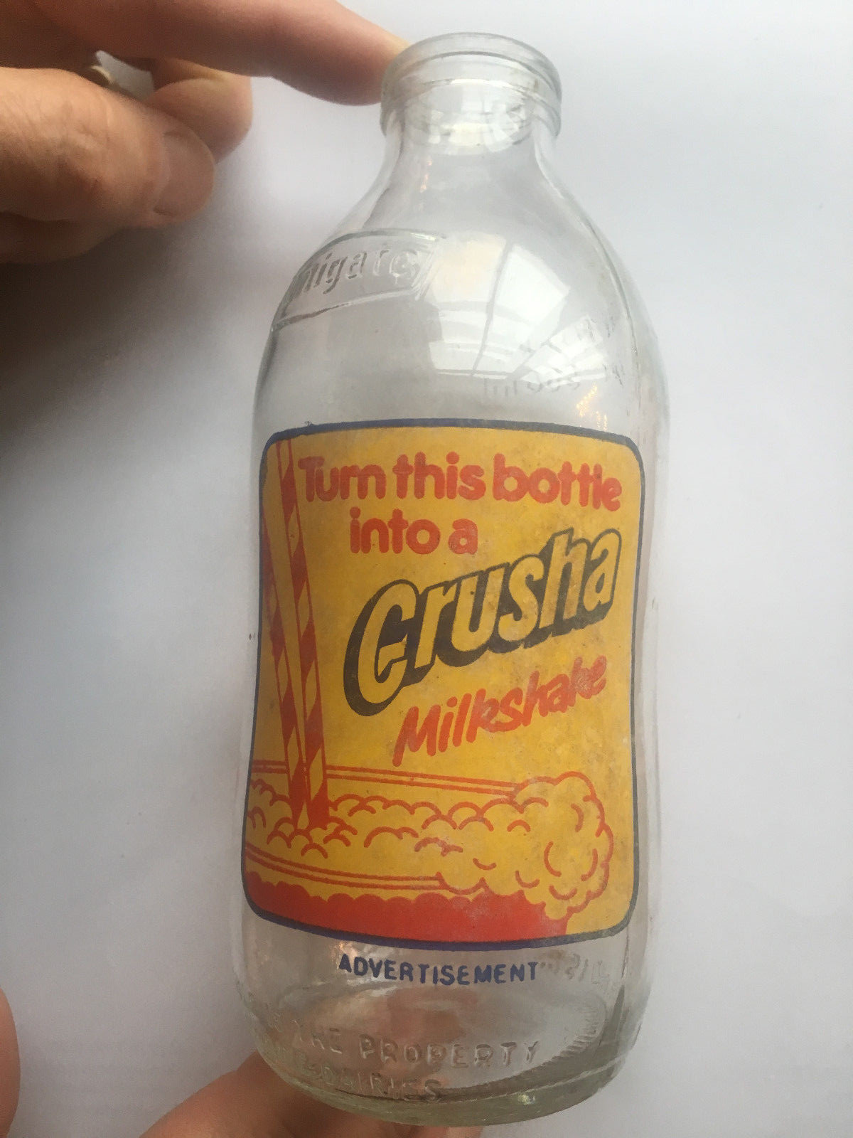 Vintage 1980s Crusha Milkshake Advertising Milk Bottle | eBay UK