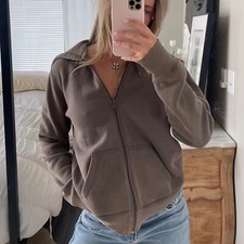 Vintage 90s Nike Silver Tag Zip-Front Stone Distressed Hoodie