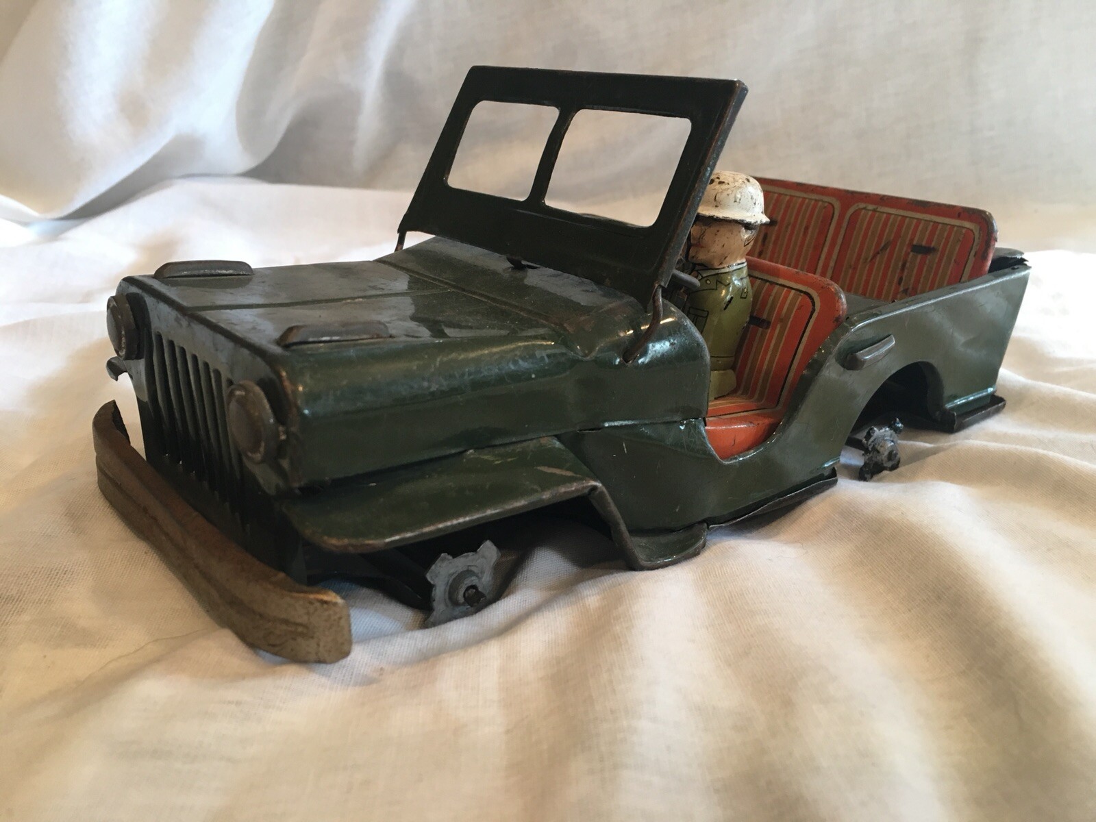 Antique Metal Toy Military Green Jeep Japan 54626 Vintage eBay