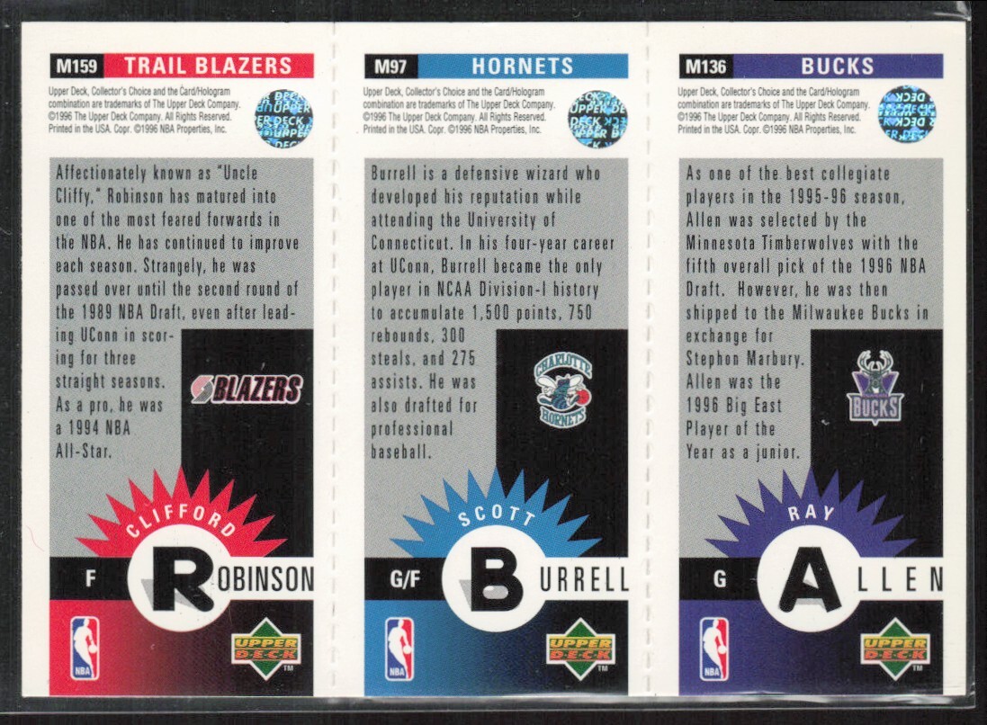 1996-97 Collector's Choice Mini-Cards Panels #M136/M97/M159 Ray