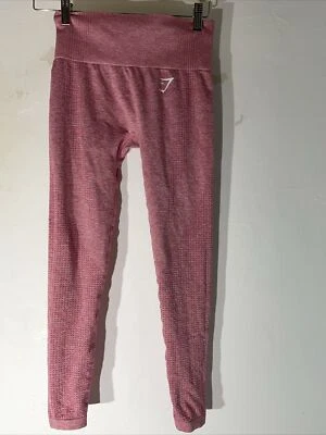 Wome Gymshark Small Pink Marl Crop Stretch Gym Run Work Out Leggings Trousers - Image 1 of 4