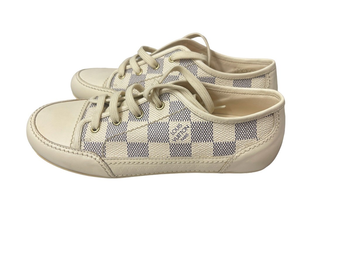 Authentic Louis Vuitton Damier Azur and Leather Kids Sneakers Size 