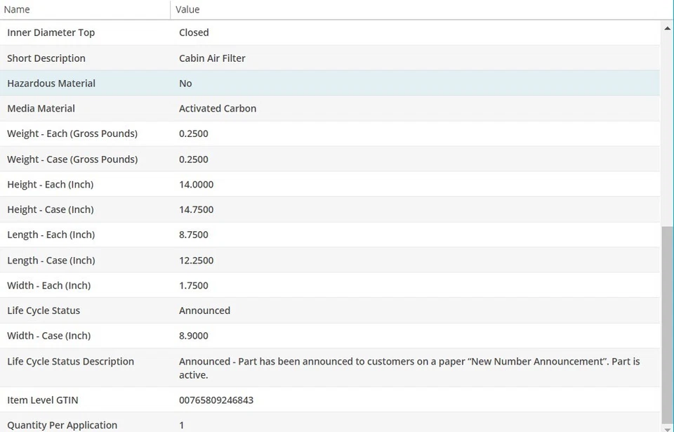 Filtro de aire de cabina WIX para HYUNDAI GENESIS COUPE 2010-2014 L4-2,0 L Foto 4 de 4