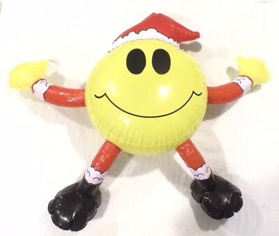 VTG Smiley Face Santa Claus 29-36  Inflatable Blow Up Toy Christmas 1998 Rinco