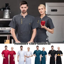 Chef Uniform Kitchen Jacket Coat Summer Short Sleeved  Breathable Cooking Top