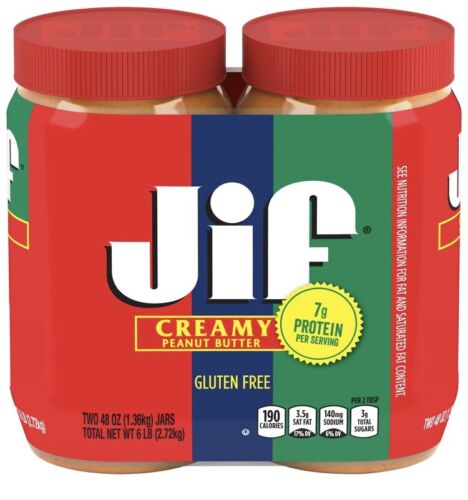 Jif Creamy Peanut Butter 48 Oz., 2 Pk -  FREE SAME DAY SHIPPING - Afbeelding 1 van 3
