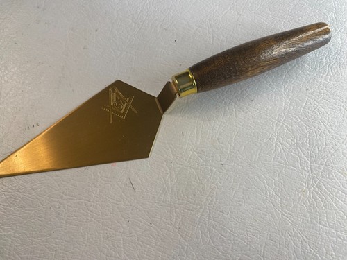 Apri lettere a spatola massonica in ottone e legno nuovo vecchio stock vintage 7,5" - Foto 2 di 5